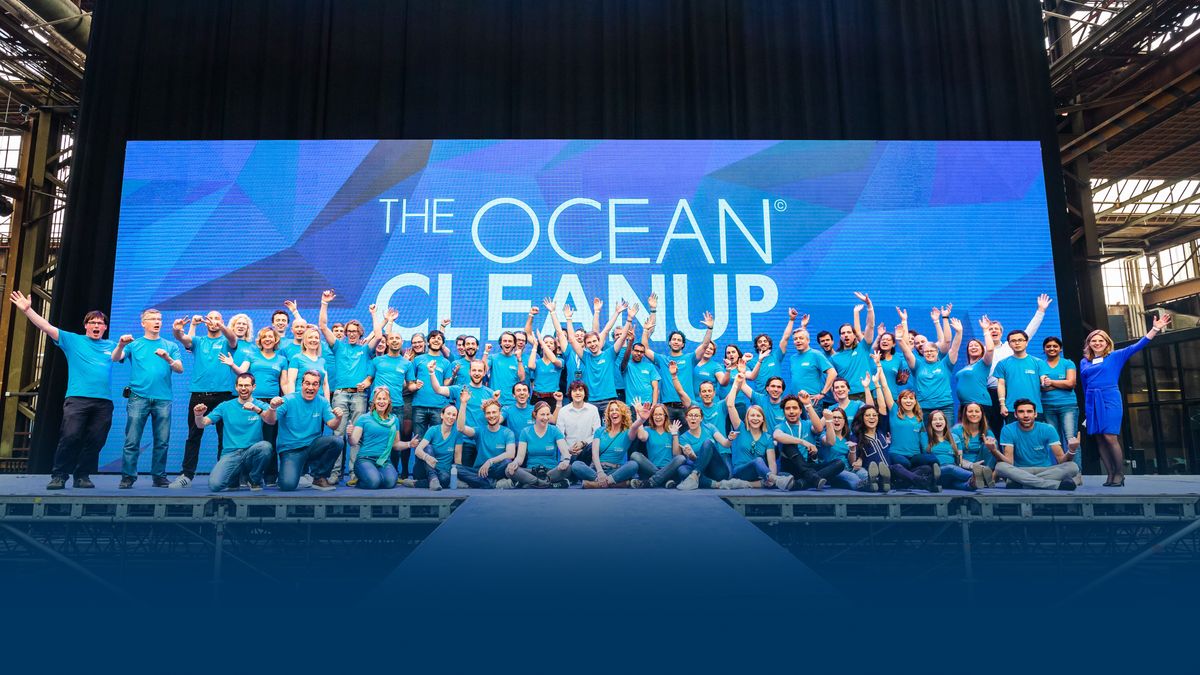 The Ocean Cleanup team on stage