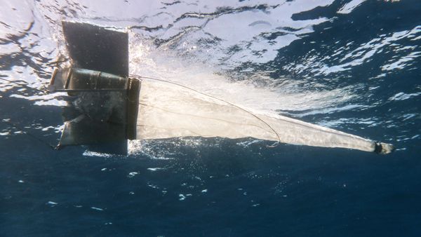 Surface sampling ‘Manta Trawl’ in action during The Ocean Cleanup’s Mega Expedition, 2015.