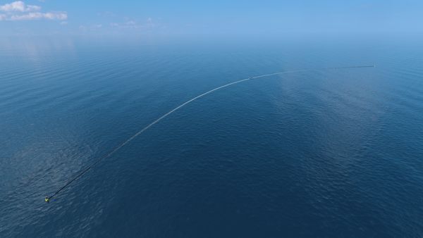 The Ocean Cleanup computer rendering, aerial view. Credits: Erwin Zwart / The Ocean Cleanup