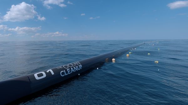 The Ocean Cleanup computer rendering, close-up. Credits: Erwin Zwart / The Ocean Cleanup