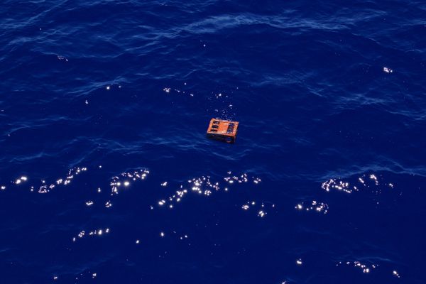 A plastic crate floating in the Great Pacific Garbage Patch, 2015.